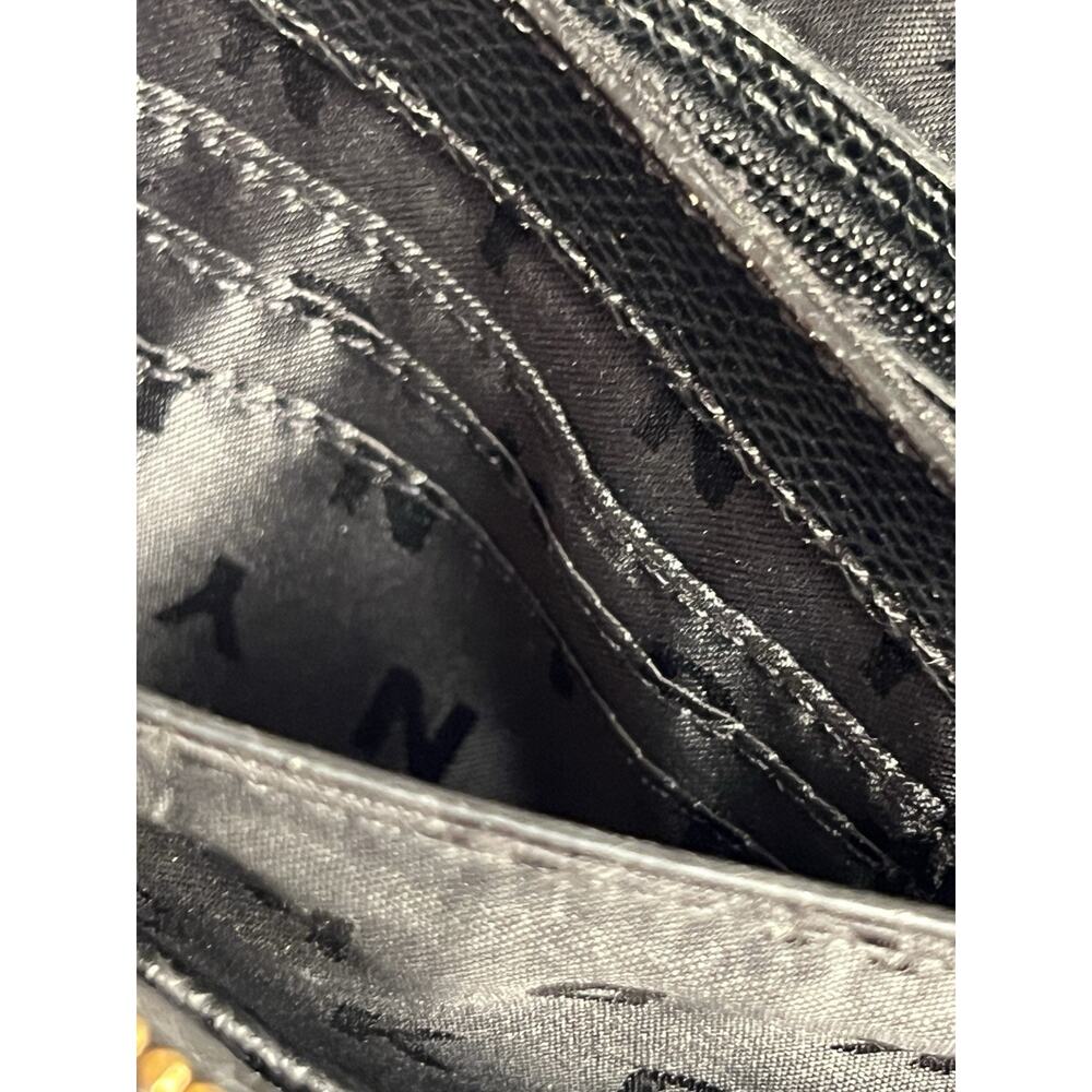 DKNY Black Saffiano Leather Evening Bag Removable Strap Chain Date Night Y2K - Picture 8 of 13